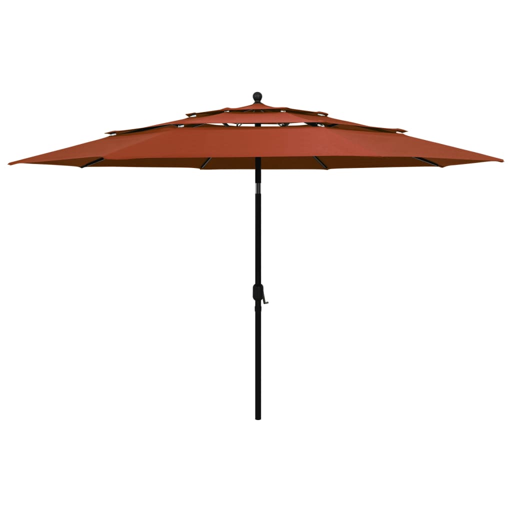Sonnenschirm mit Aluminium-Mast 3-lagig Terrakottarot 3,5 m