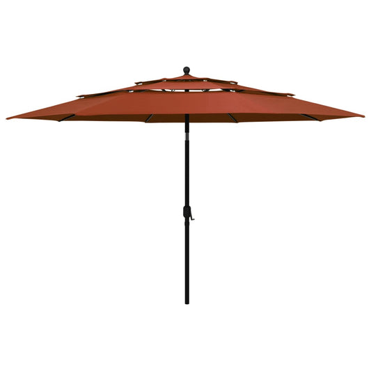 Sonnenschirm mit Aluminium-Mast 3-lagig Terrakottarot 3,5 m