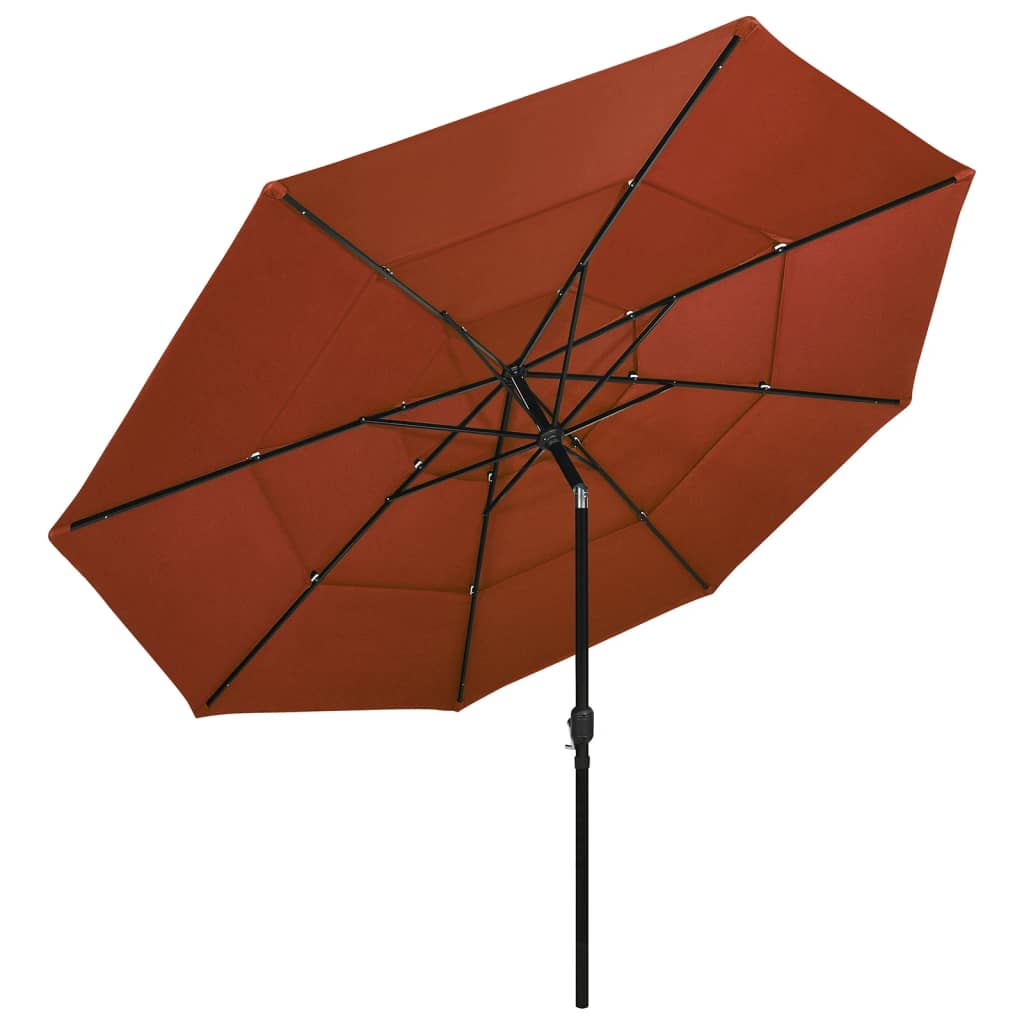 Sonnenschirm mit Aluminium-Mast 3-lagig Terrakottarot 3,5 m