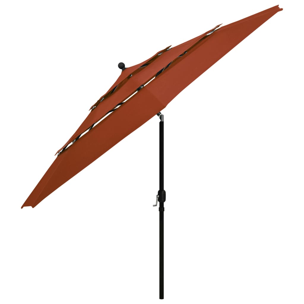Sonnenschirm mit Aluminium-Mast 3-lagig Terrakottarot 3,5 m