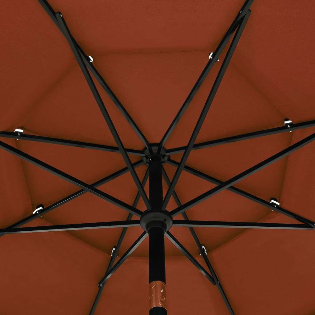 Sonnenschirm mit Aluminium-Mast 3-lagig Terrakottarot 3,5 m
