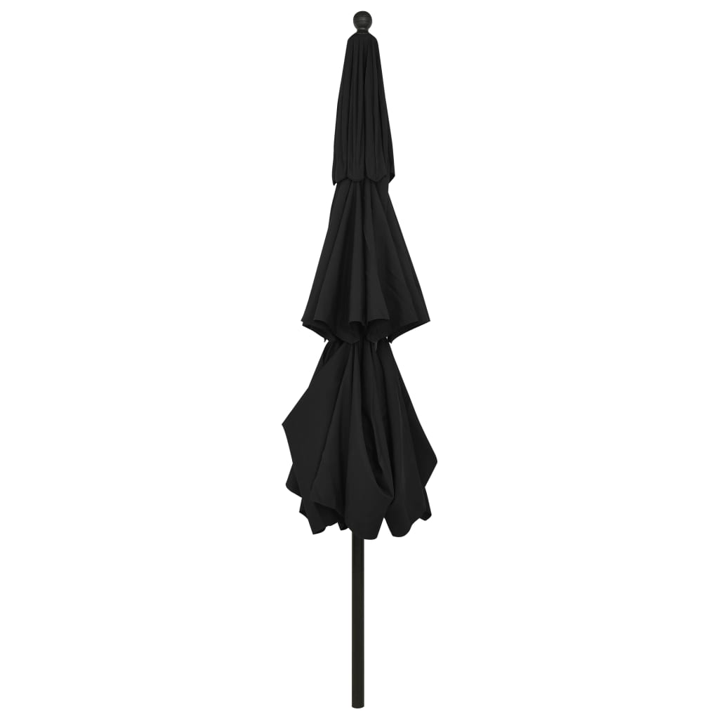 Parasol with aluminum pole 3-layer black 3.5 m