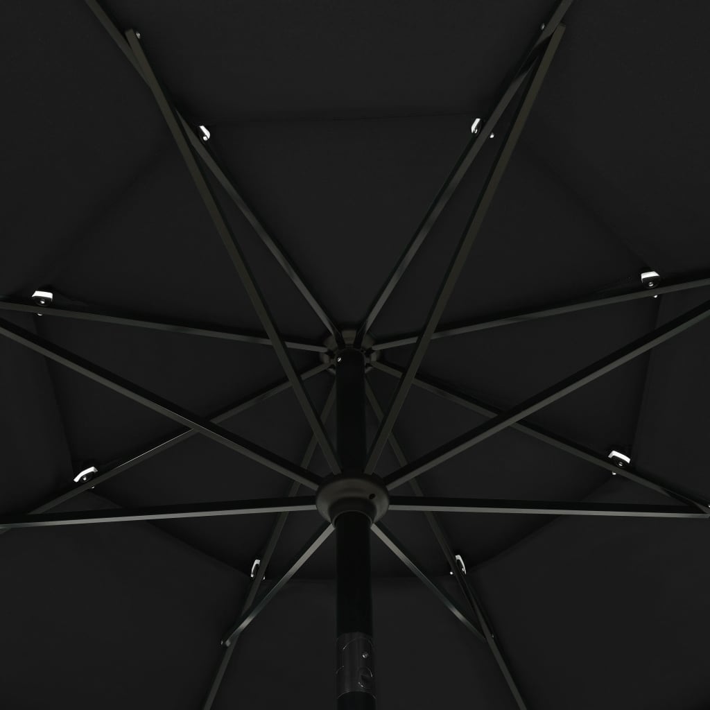 Parasol with aluminum pole 3-layer black 3.5 m