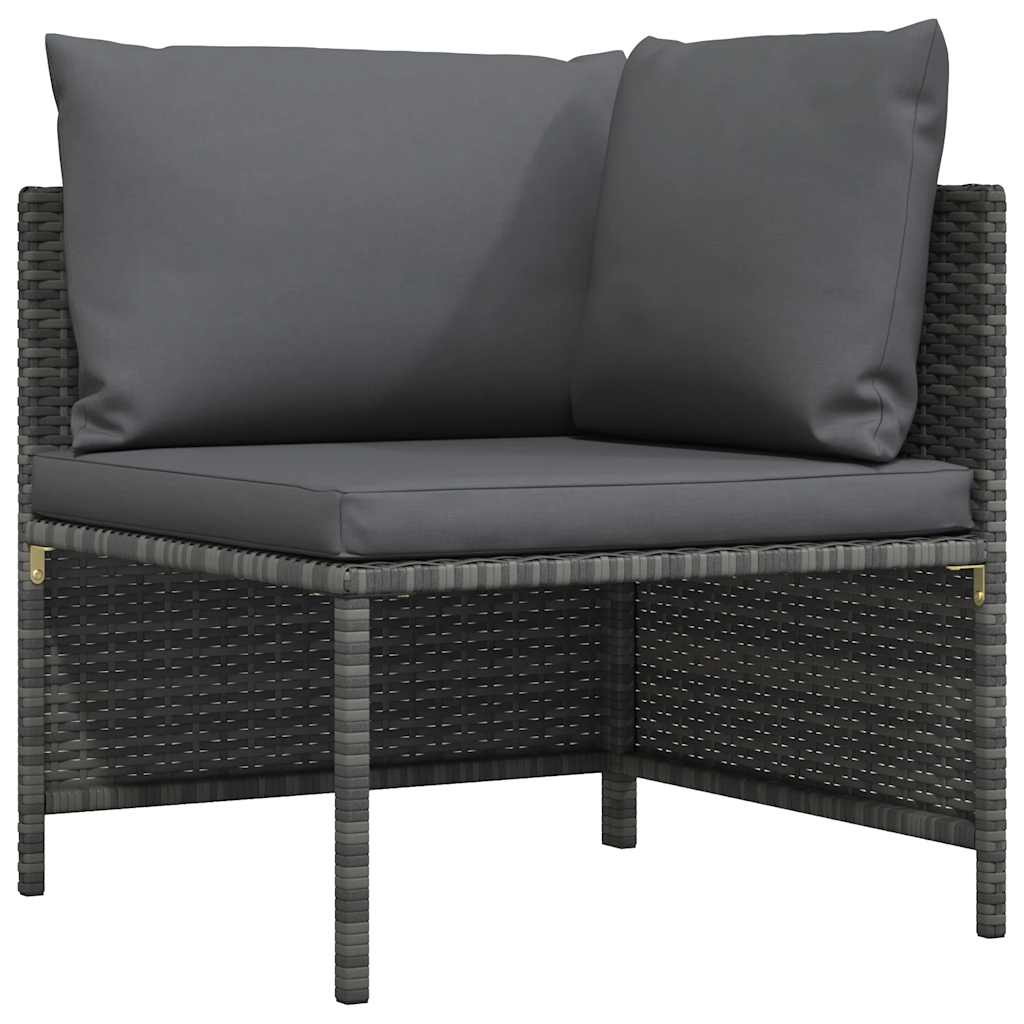Modulares Ecksofa mit Kissen Grau Poly Rattan