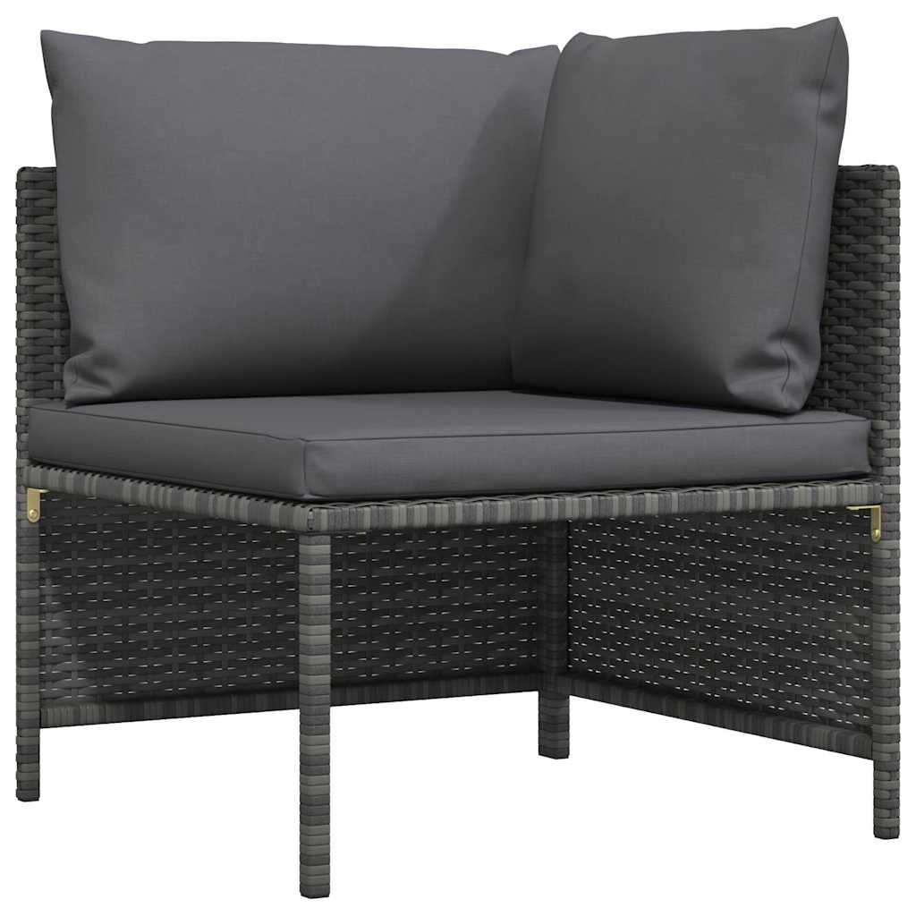 Modulares Ecksofa mit Kissen Grau Poly Rattan