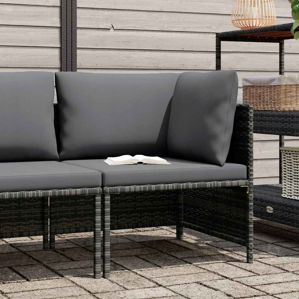 Modulares Ecksofa mit Kissen Grau Poly Rattan