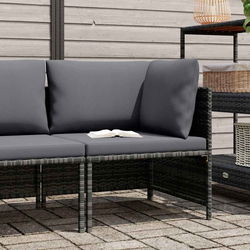 Modulares Ecksofa mit Kissen Grau Poly Rattan