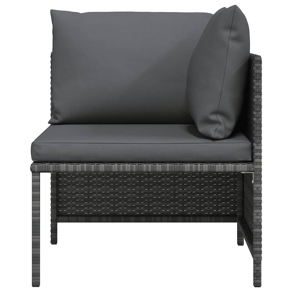 Modulares Ecksofa mit Kissen Grau Poly Rattan