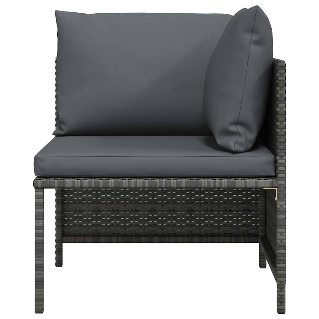 Modulares Ecksofa mit Kissen Grau Poly Rattan