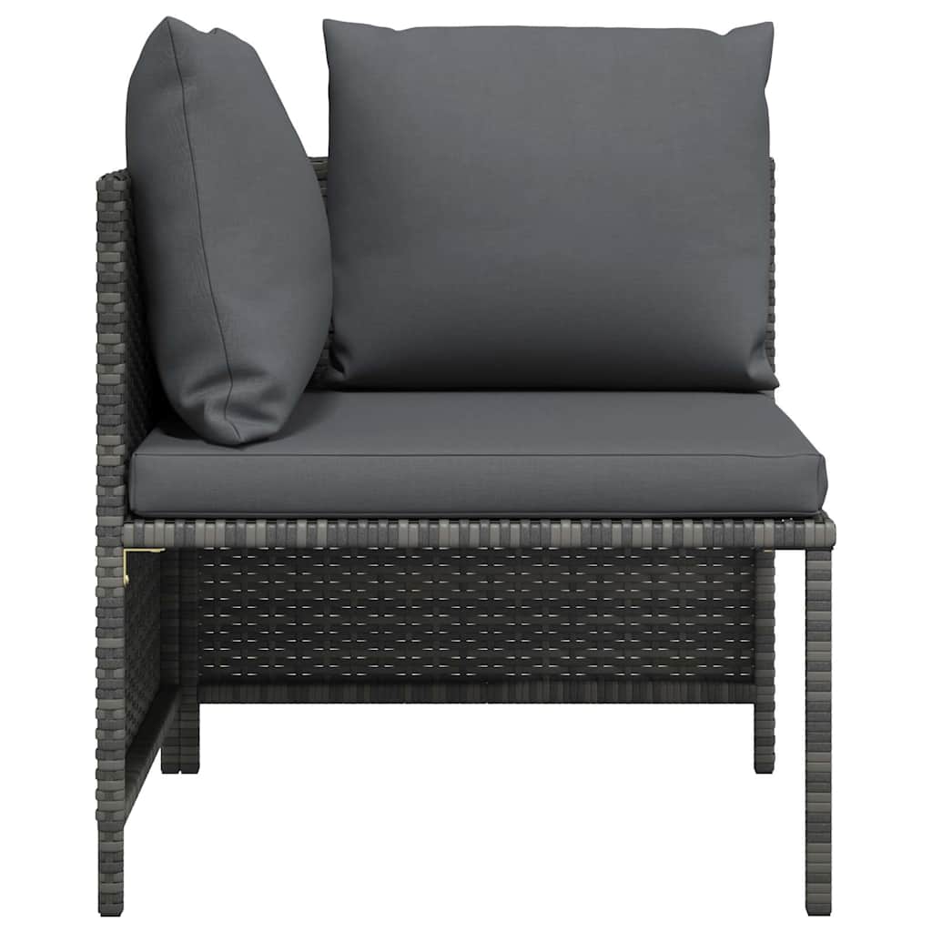 Modulares Ecksofa mit Kissen Grau Poly Rattan