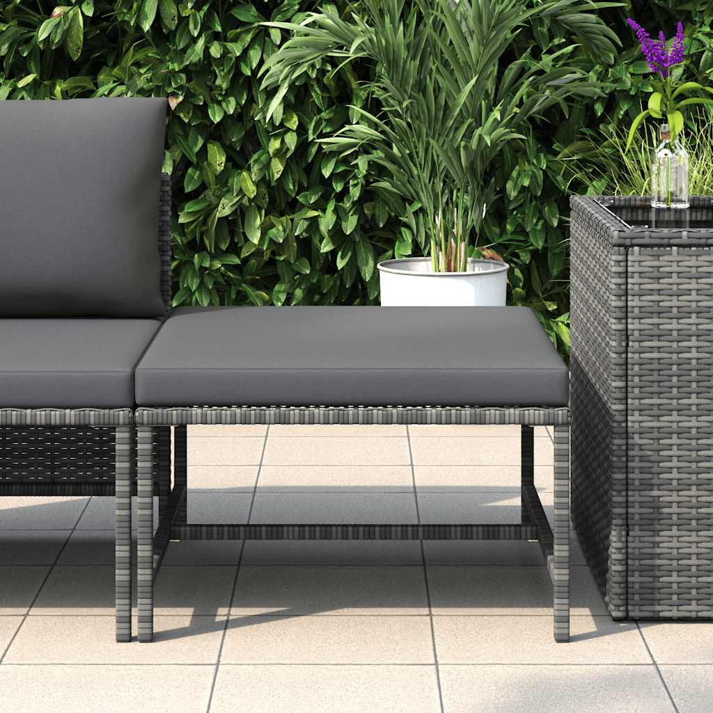 Modular-Fußhocker mit Kissen Grau Poly Rattan