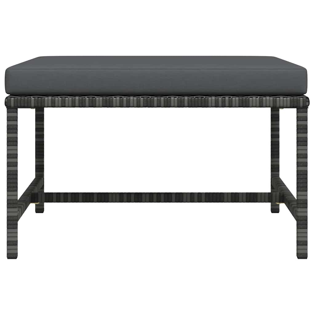 Modular-Fußhocker mit Kissen Grau Poly Rattan