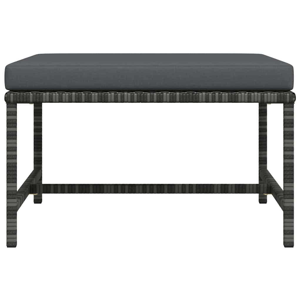 Modular-Fußhocker mit Kissen Grau Poly Rattan