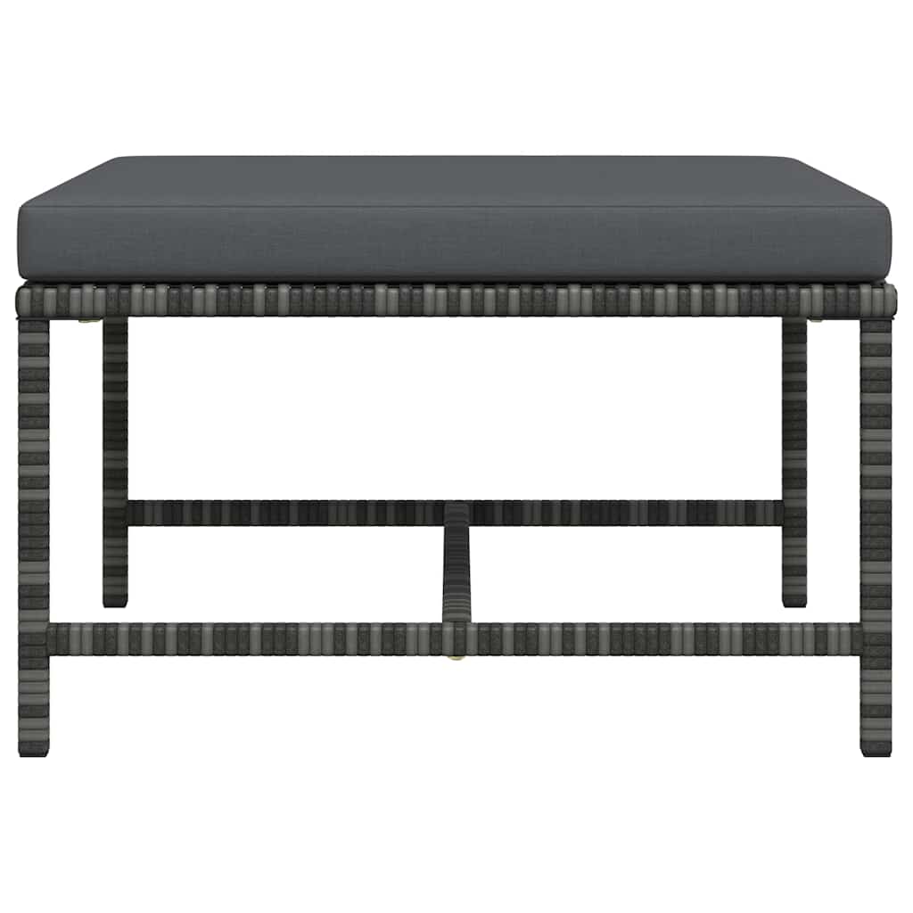 Modular-Fußhocker mit Kissen Grau Poly Rattan