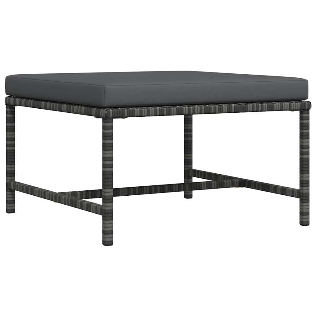 Modular-Fußhocker mit Kissen Grau Poly Rattan