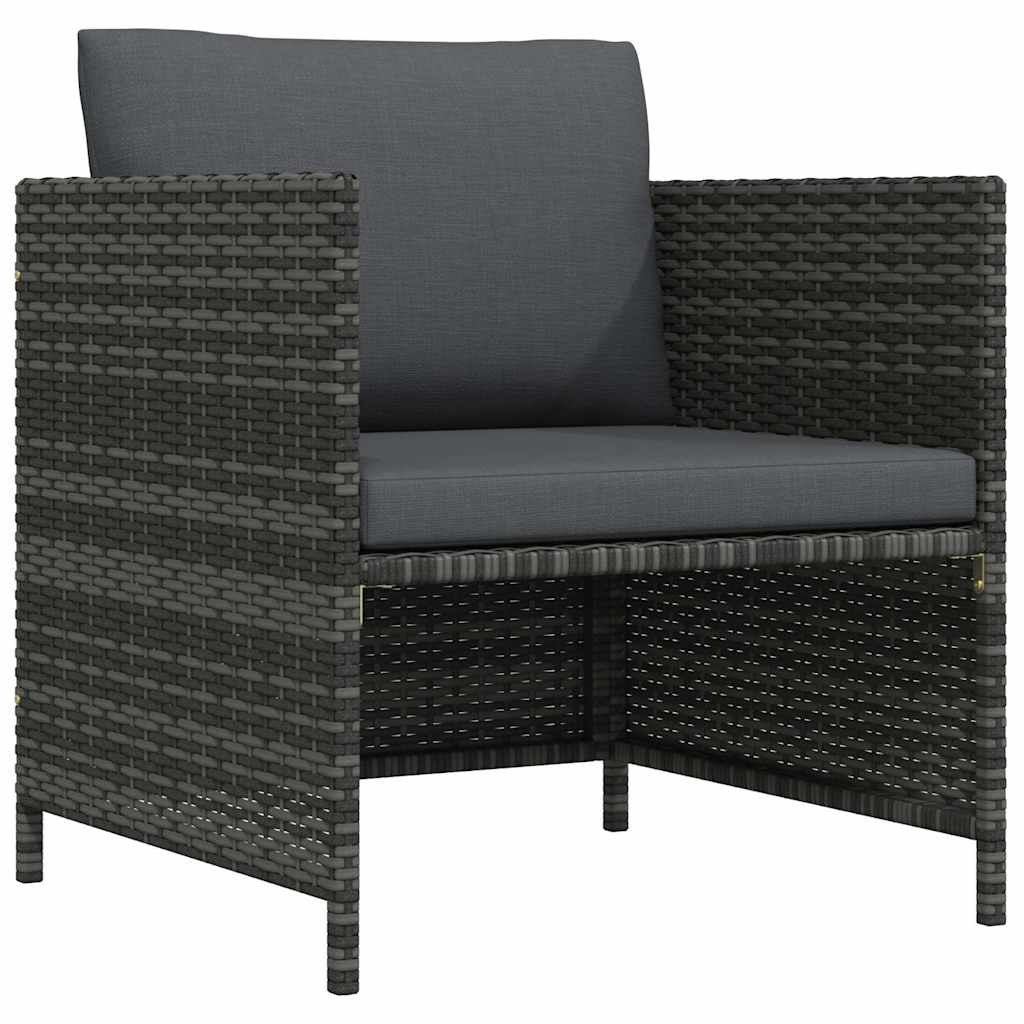Gartensofa mit Kissen Grau Poly Rattan