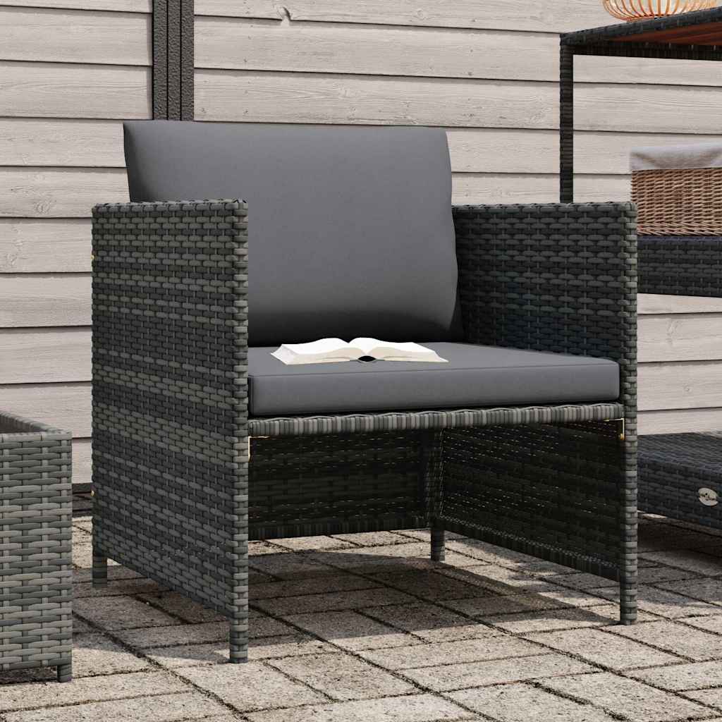 Gartensofa mit Kissen Grau Poly Rattan