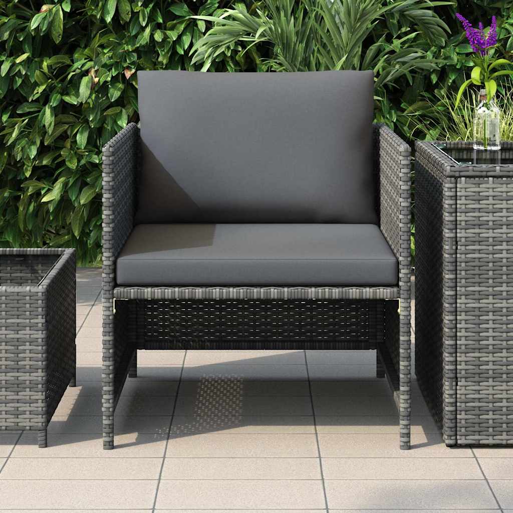 Gartensofa mit Kissen Grau Poly Rattan