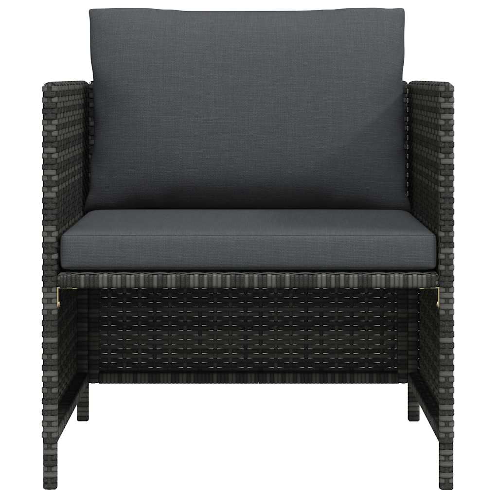 Gartensofa mit Kissen Grau Poly Rattan