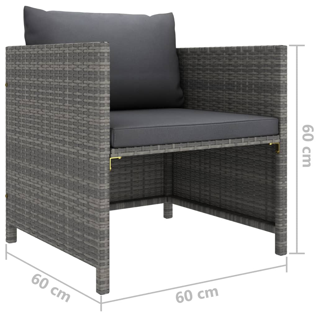 Gartensofa mit Kissen Grau Poly Rattan