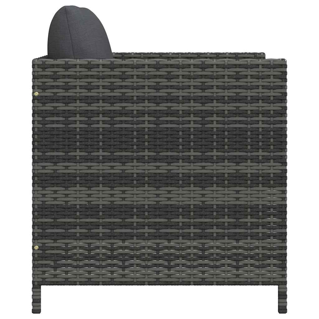 Gartensofa mit Kissen Grau Poly Rattan