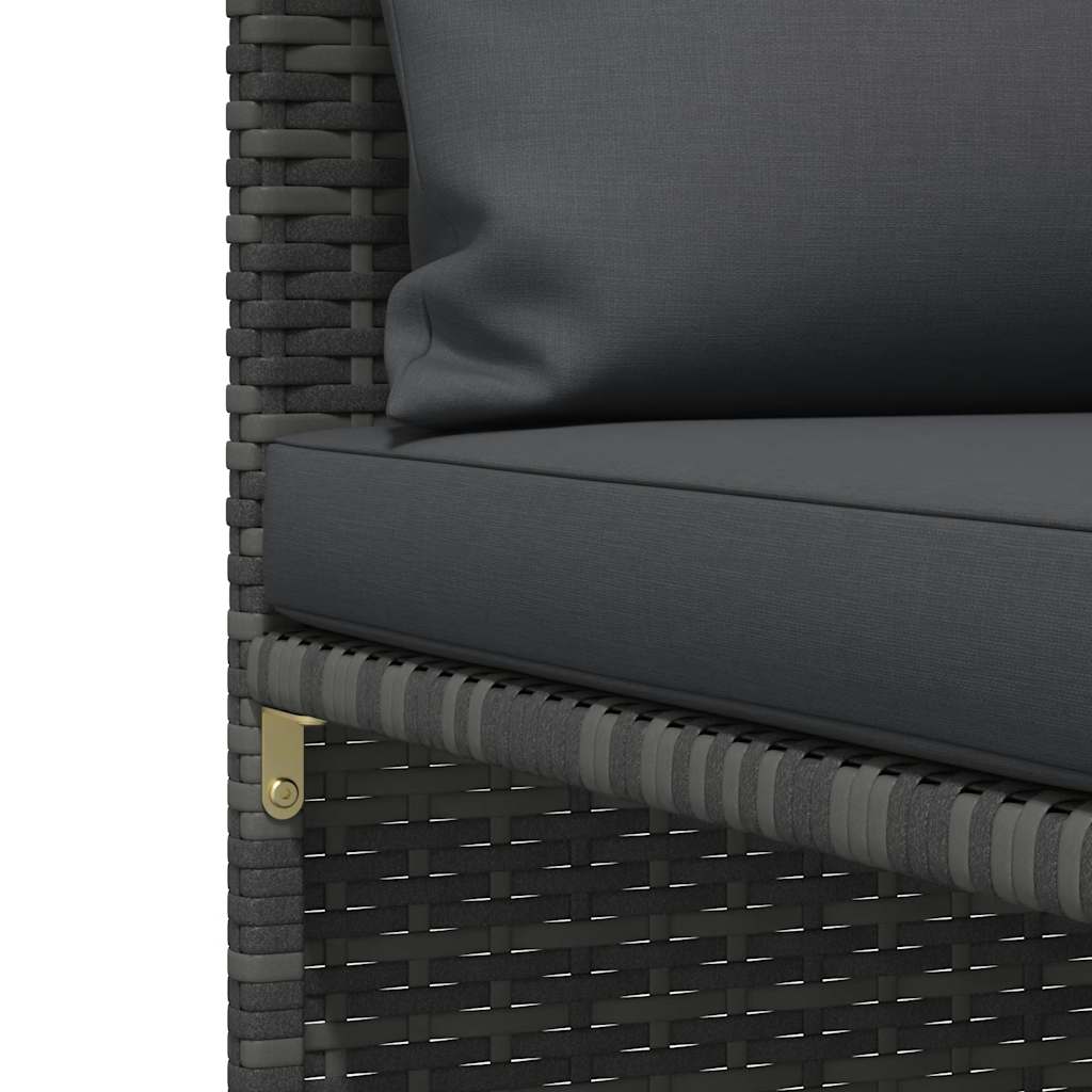 2-Sitzer-Gartensofa mit Polstern Grau Poly Rattan