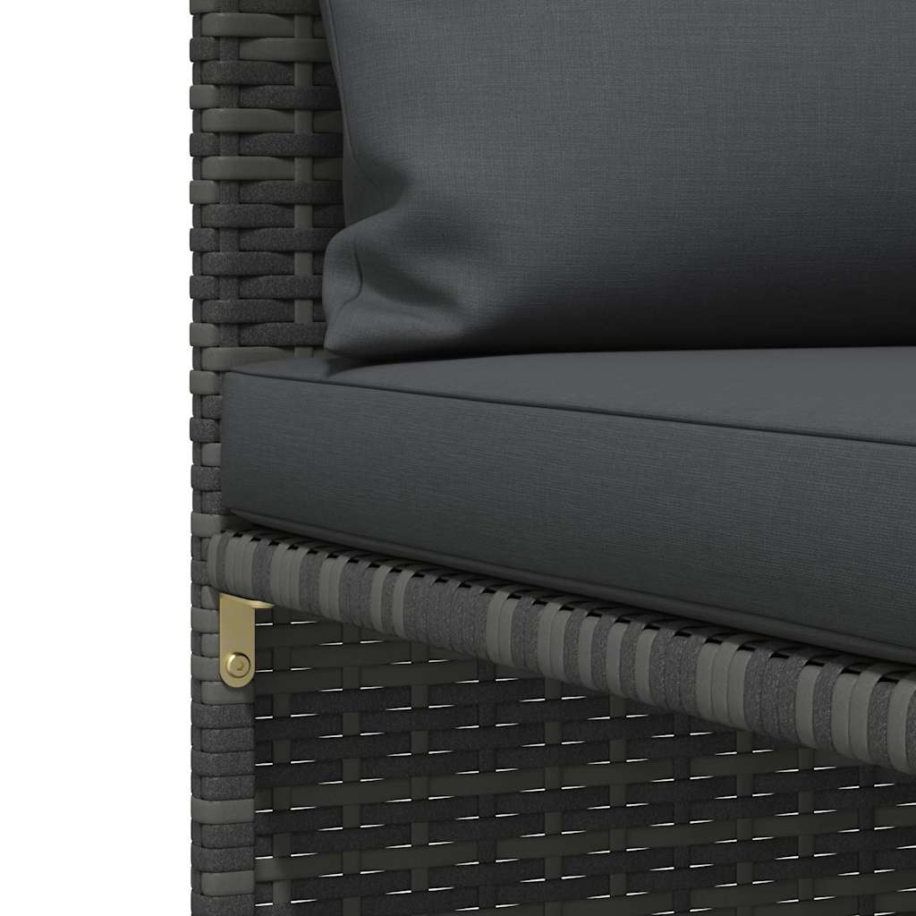 3-tlg. Garten-Sofagarnitur mit Kissen Grau Poly Rattan