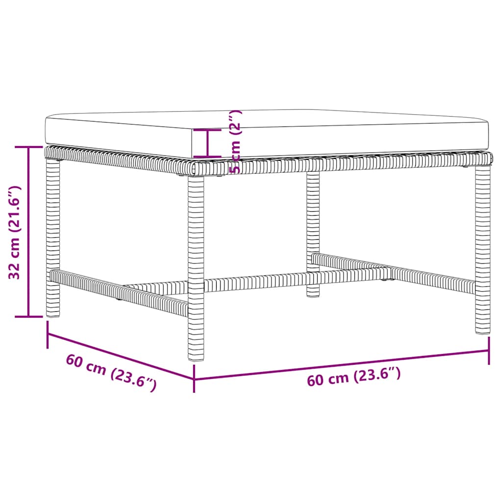 4-tlg. Garten-Lounge-Set mit Kissen Poly Rattan Grau
