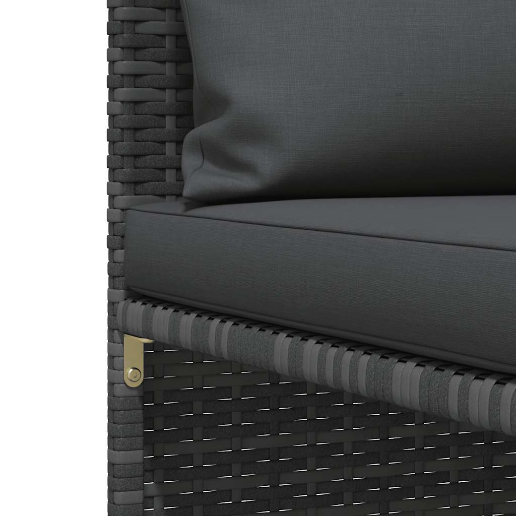 4-tlg. Garten-Lounge-Set mit Kissen Poly Rattan Grau