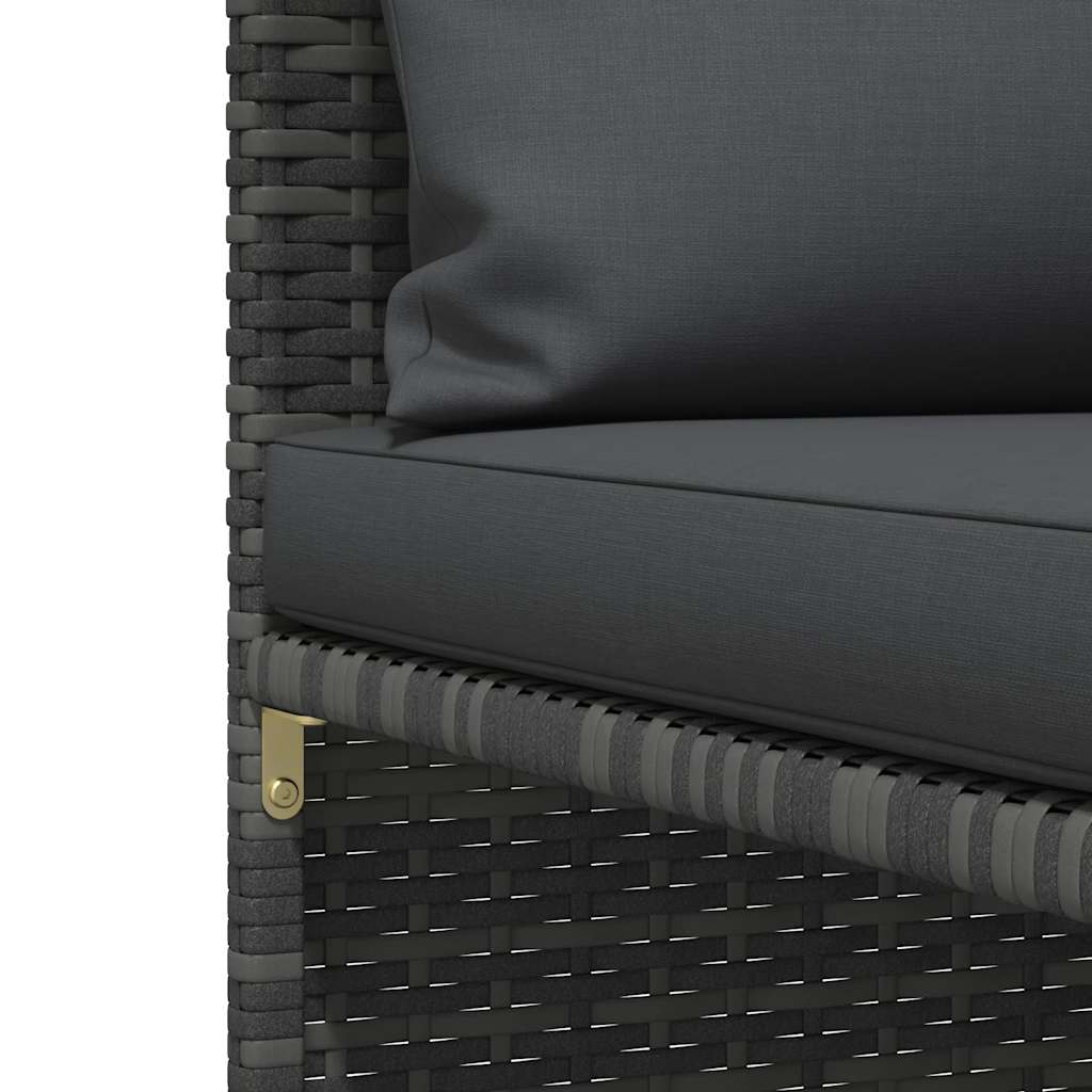 3-tlg. Garten-Lounge-Set mit Kissen Poly Rattan Grau