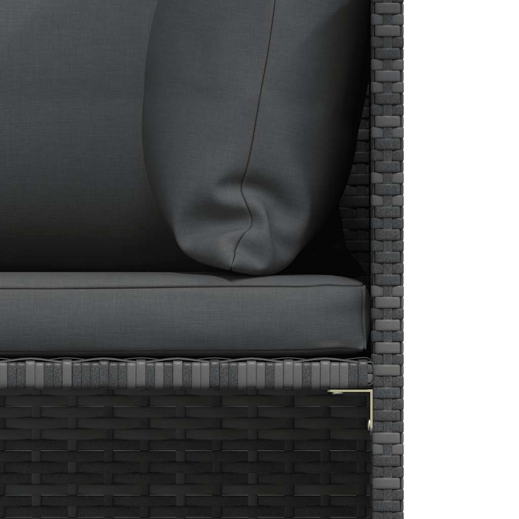 3-tlg. Garten-Lounge-Set mit Kissen Poly Rattan Grau