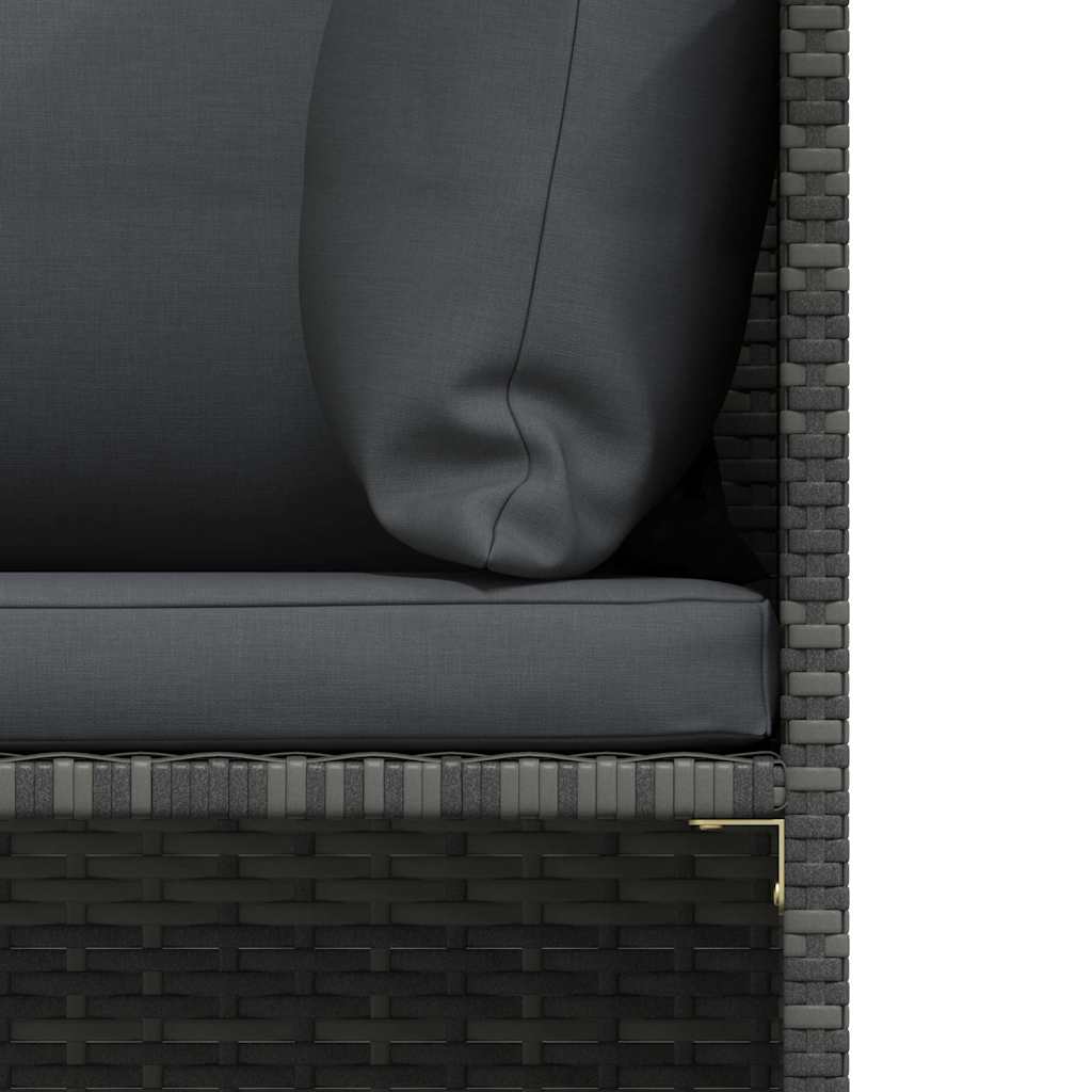 3-tlg. Garten-Lounge-Set mit Kissen Poly Rattan Grau