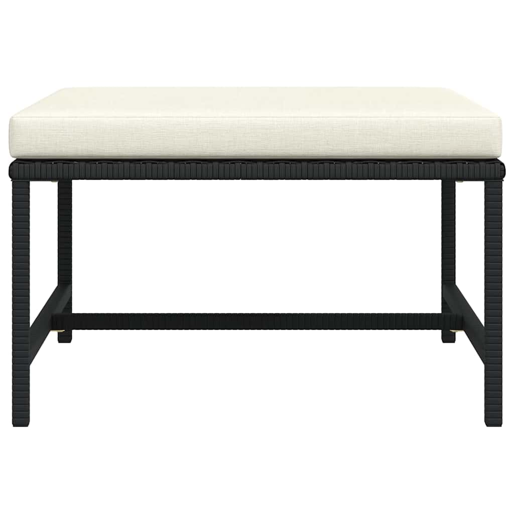 Modular-Fußhocker mit Kissen Schwarz Poly Rattan