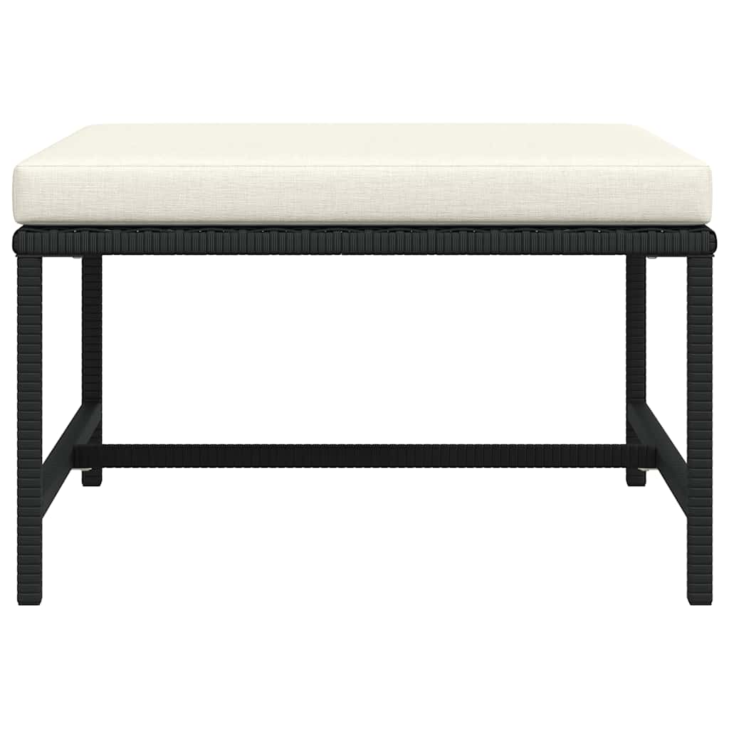 Modular-Fußhocker mit Kissen Schwarz Poly Rattan