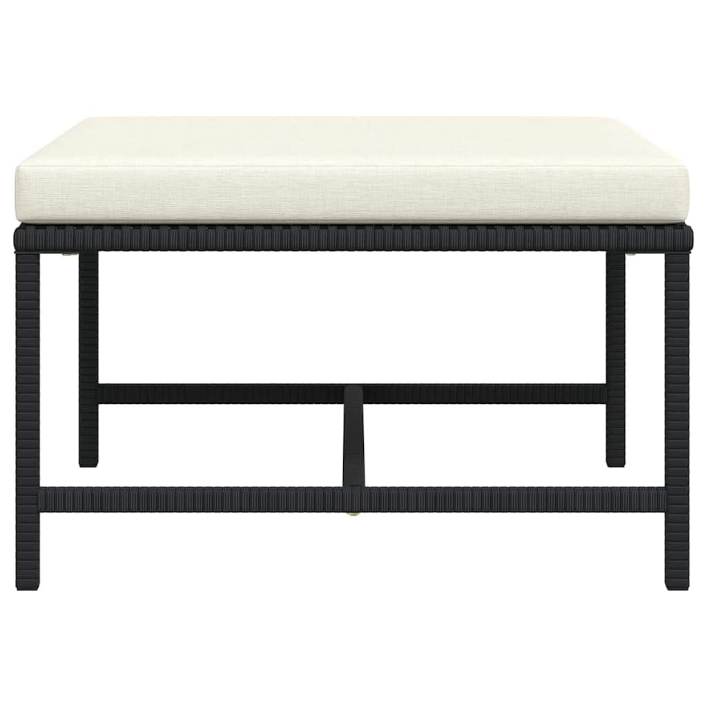 Modular-Fußhocker mit Kissen Schwarz Poly Rattan