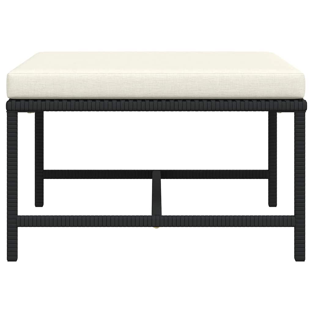 Modular-Fußhocker mit Kissen Schwarz Poly Rattan