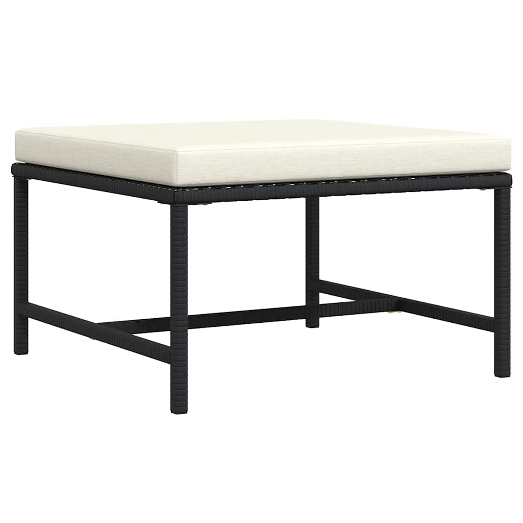 Modular-Fußhocker mit Kissen Schwarz Poly Rattan