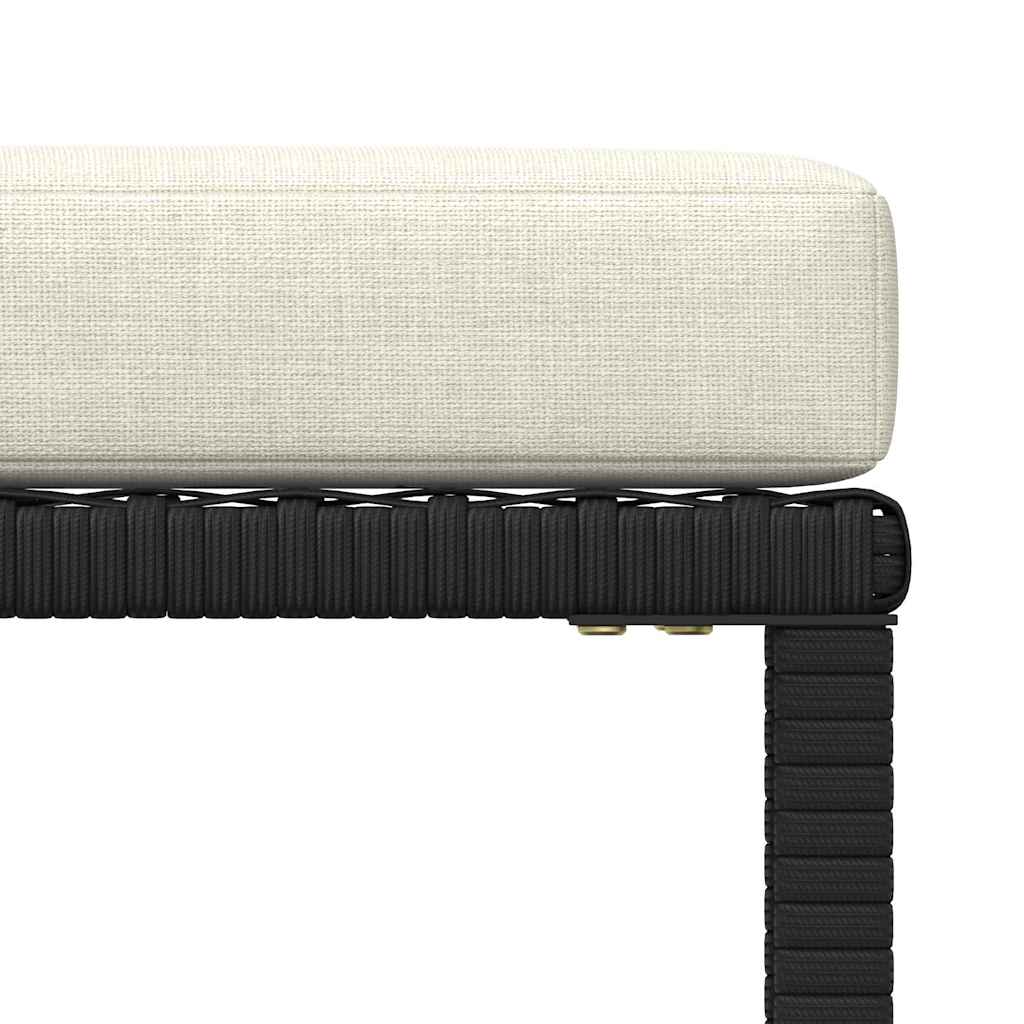 Modular-Fußhocker mit Kissen Schwarz Poly Rattan