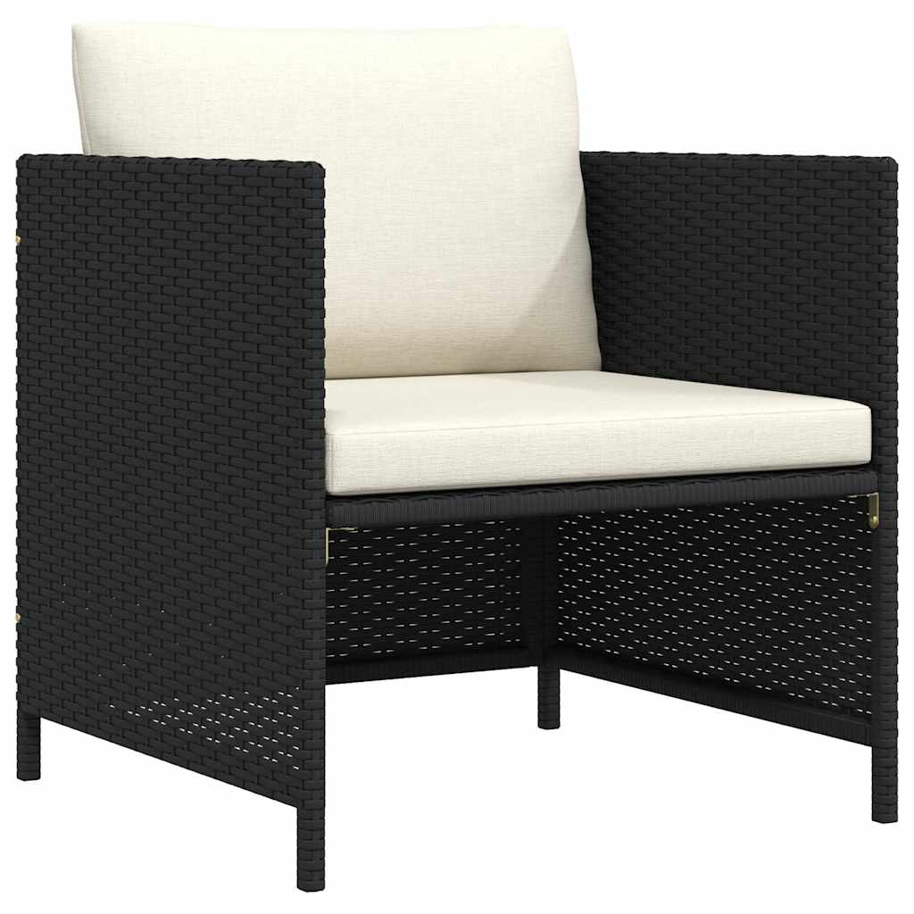 Gartensofa mit Kissen Schwarz Poly Rattan