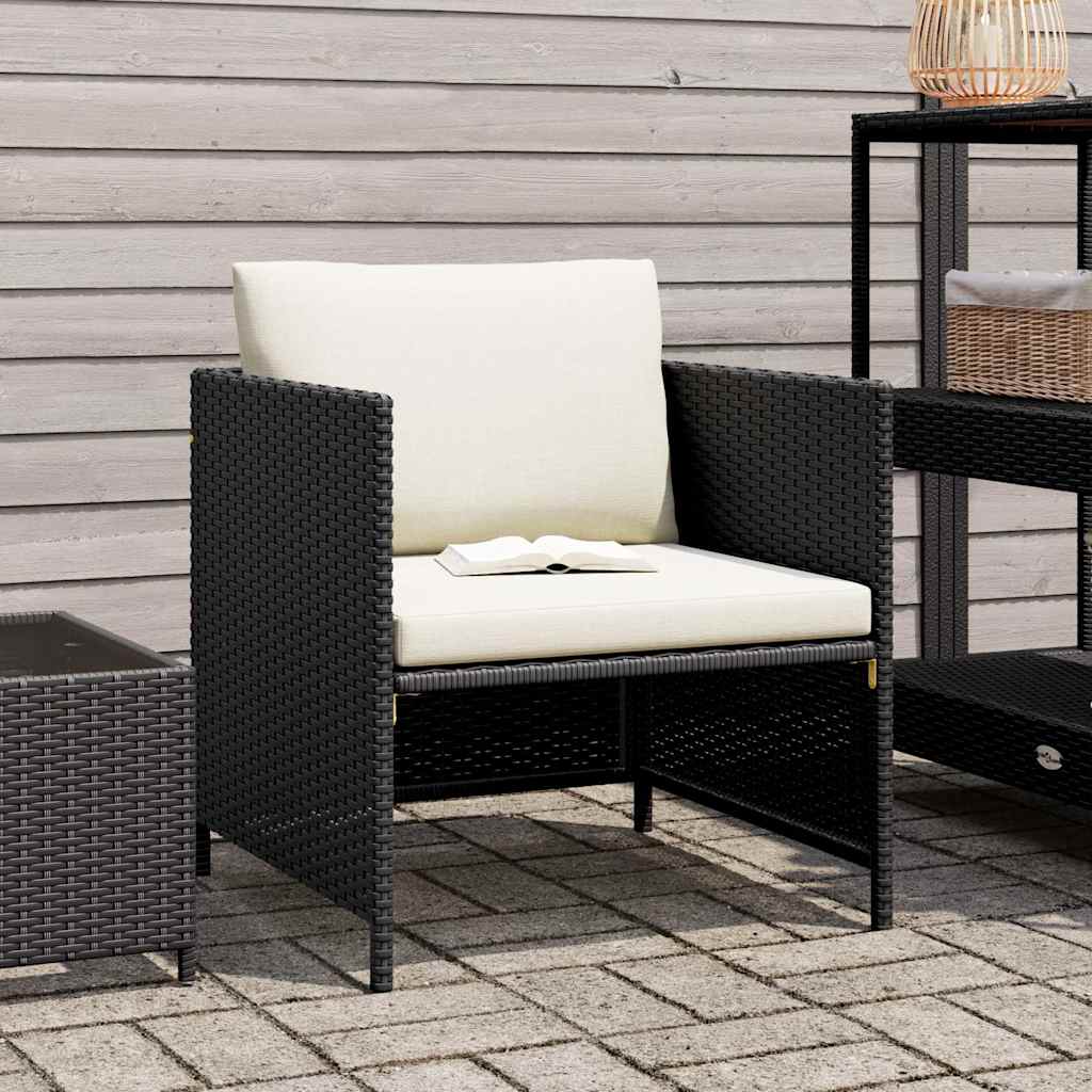 Gartensofa mit Kissen Schwarz Poly Rattan