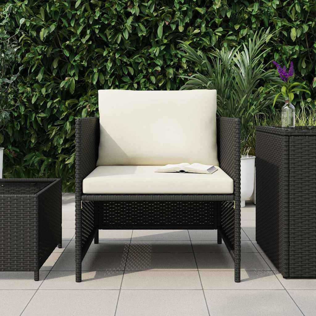 Gartensofa mit Kissen Schwarz Poly Rattan