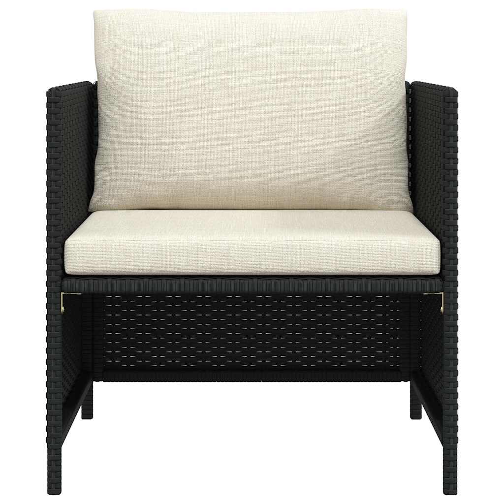 Gartensofa mit Kissen Schwarz Poly Rattan