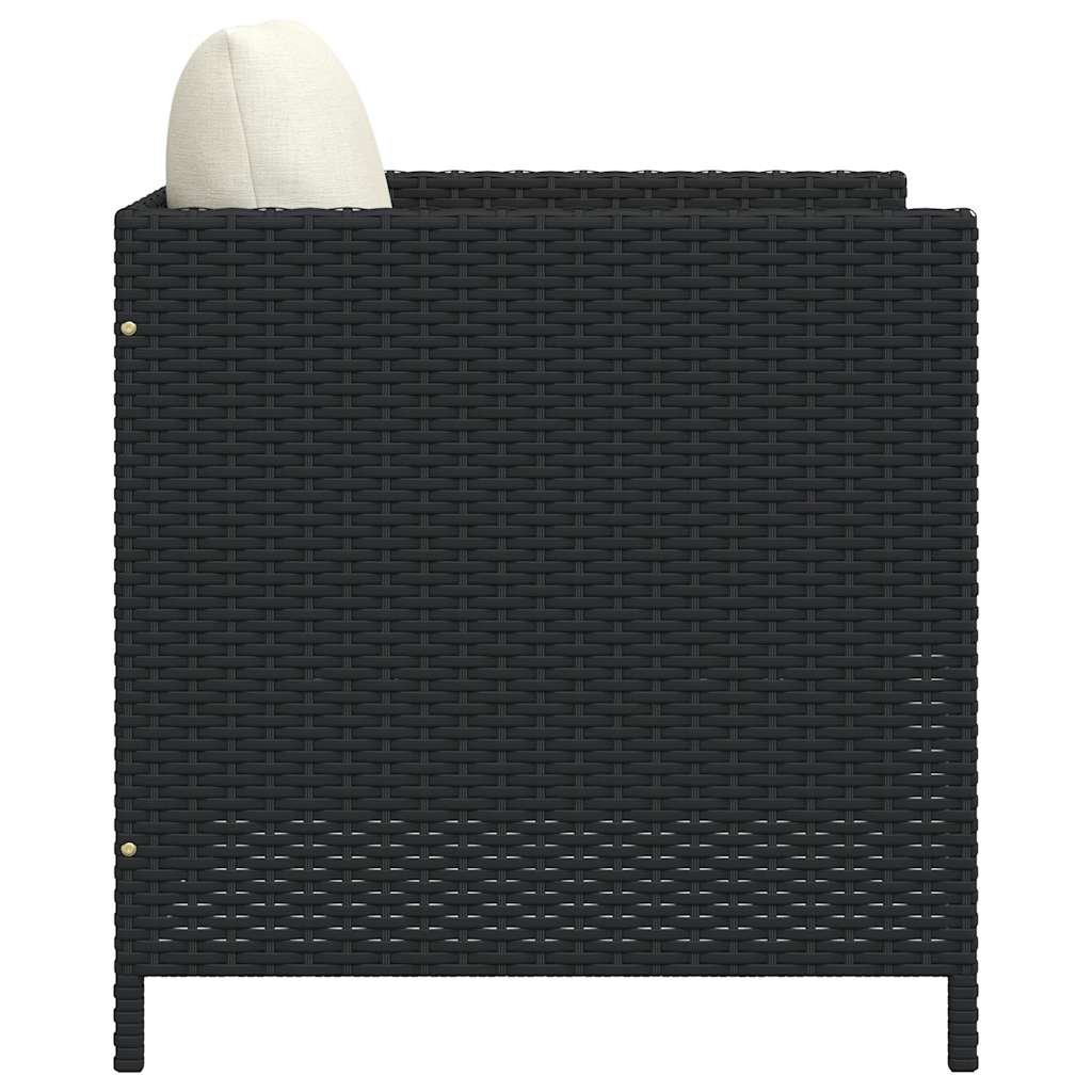 Gartensofa mit Kissen Schwarz Poly Rattan