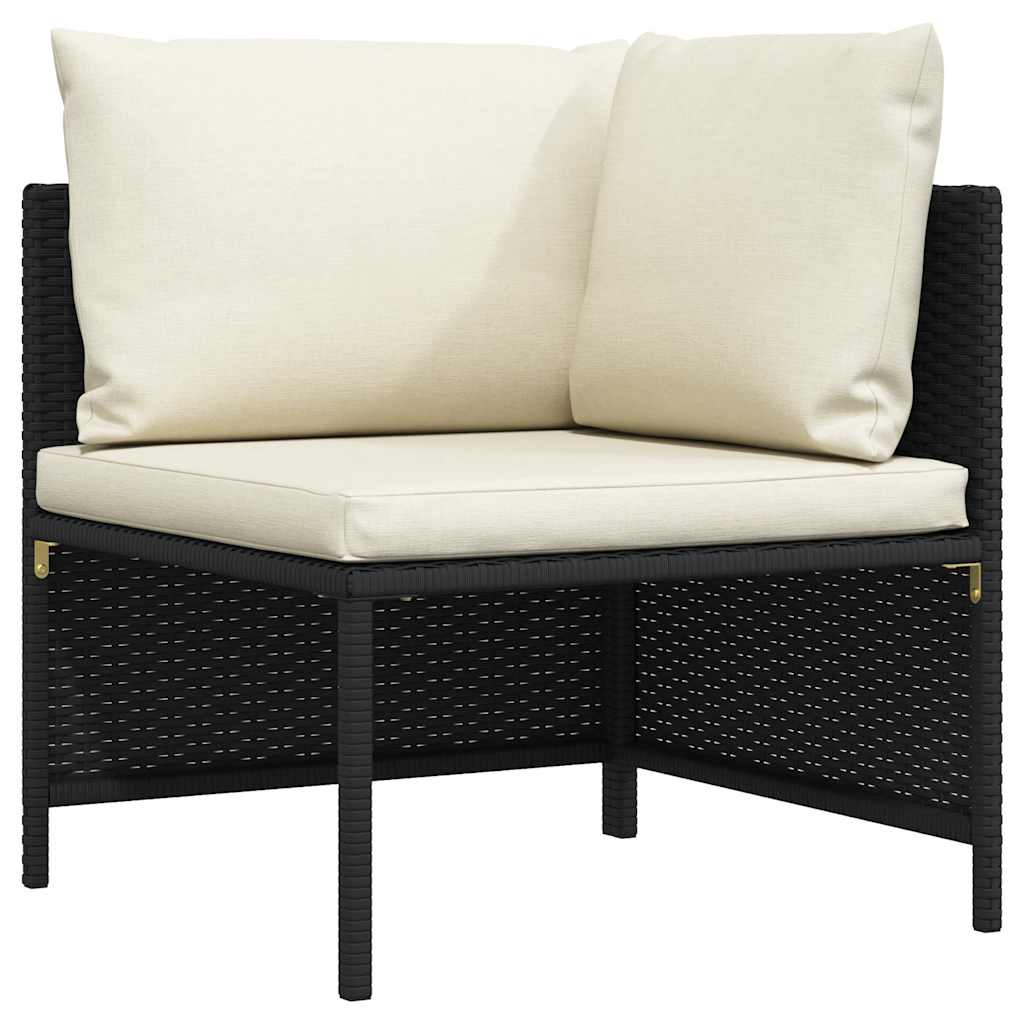 3-Sitzer-Gartensofa mit Auflagen Schwarz Poly Rattan