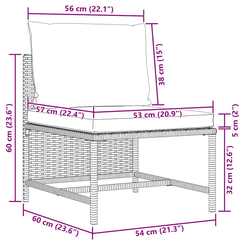 4-Sitzer-Gartensofa mit Auflagen Schwarz Poly Rattan