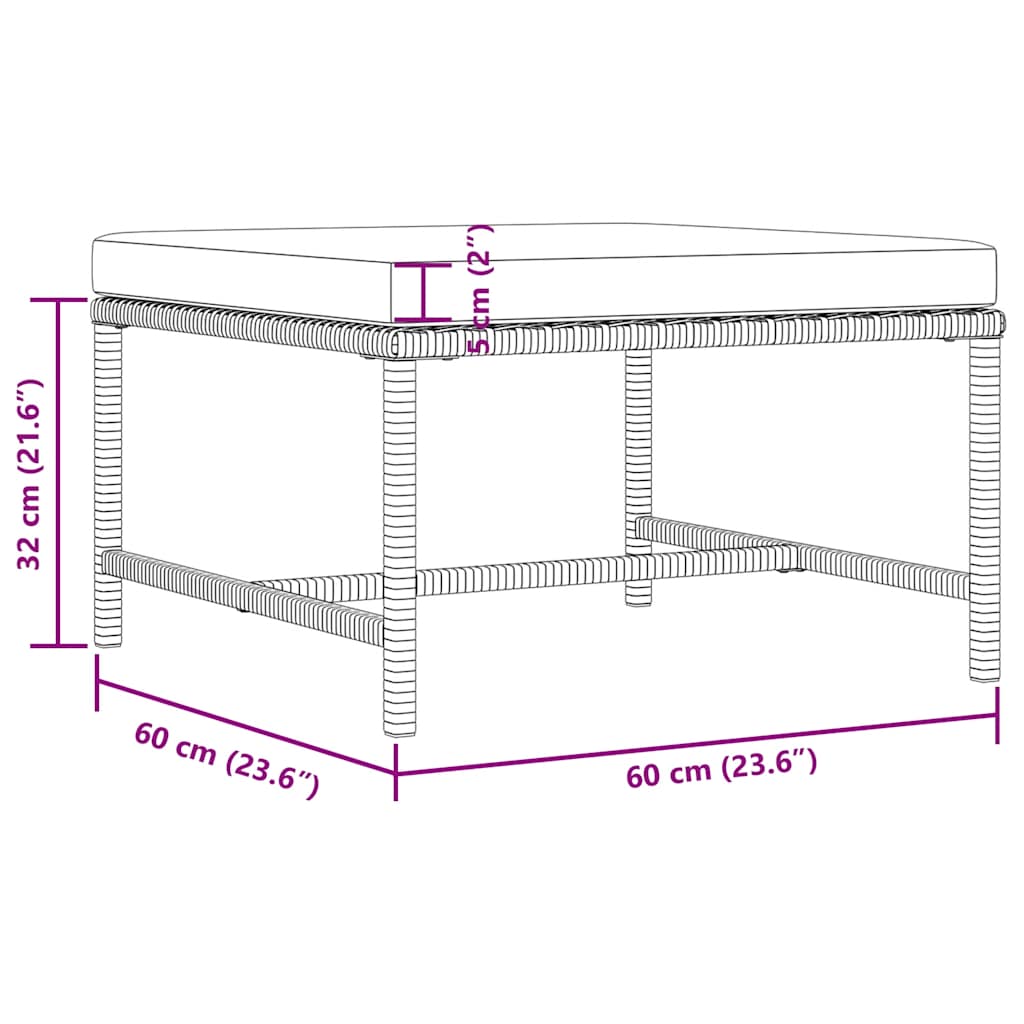 4-tlg. Garten-Sofagarnitur mit Auflagen Schwarz Poly Rattan