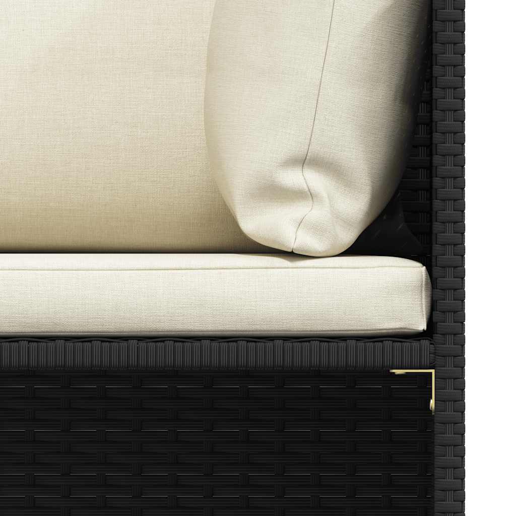 4-tlg. Garten-Sofagarnitur mit Auflagen Schwarz Poly Rattan