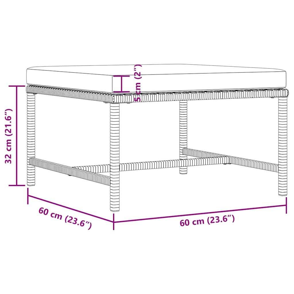 5-tlg. Garten-Sofagarnitur mit Auflagen Schwarz Poly Rattan