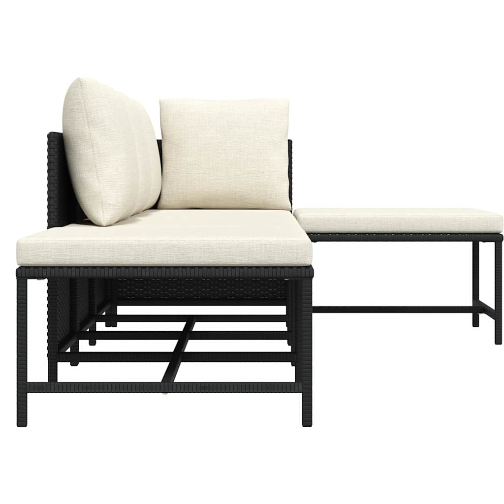 5-tlg. Garten-Sofagarnitur mit Auflagen Schwarz Poly Rattan