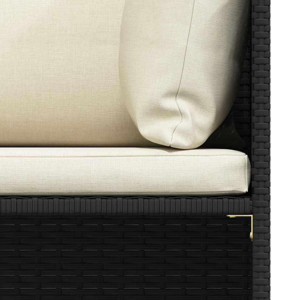 5-tlg. Garten-Sofagarnitur mit Auflagen Schwarz Poly Rattan